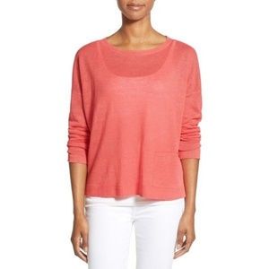 Eileen Fisher Organic Linen Stretch Box Top Coral